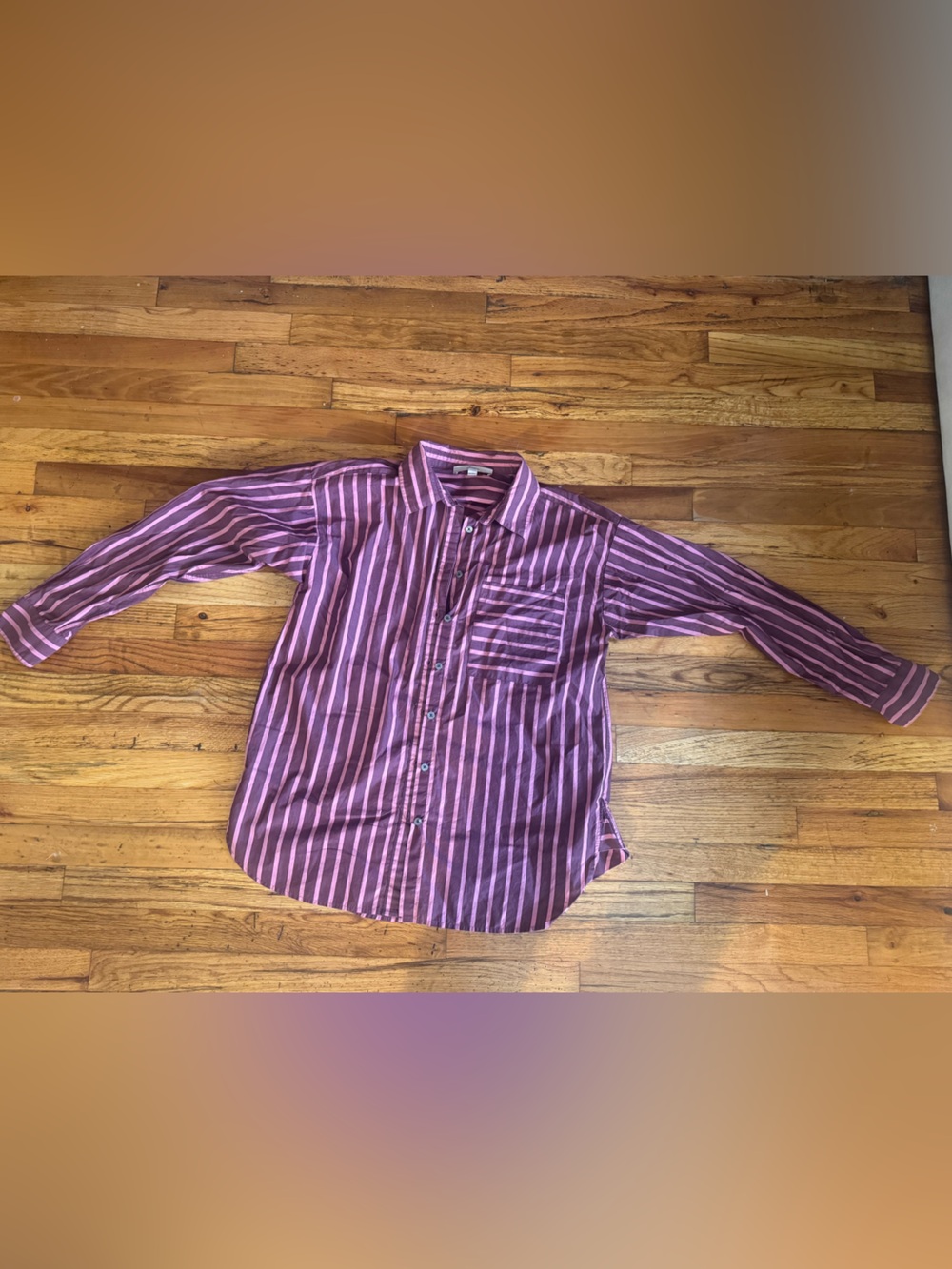 LOFT Purple and Pink Striped Button-Down Shirt